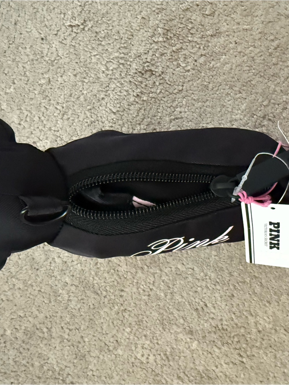 NWT! Victoria's Secret Pink Packable Dog Tote Bag Travel Black White Polka Dot - Picture 3 of 6